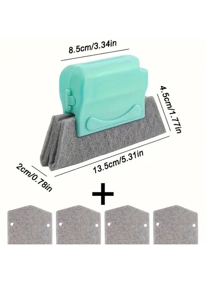 5 Piece Window Track Cleaning Brush Set With Handle And Reusable Sponges - Image 5