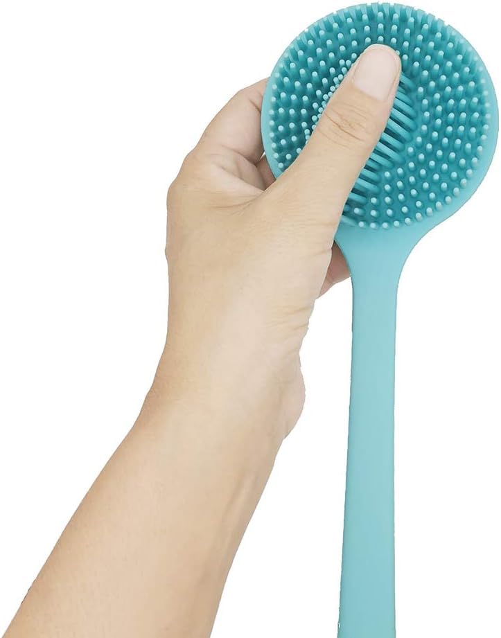 QUILBOOL Silicone Back Scrubber for Shower, Long Handle Body Brush, Double Sided Shower Brush for Shower Exfoliating and Massage, Long Handle Back Scrubber for Men & Women - 1 pc, Multi. - Image 1
