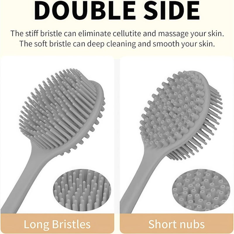 QUILBOOL Silicone Back Scrubber for Shower, Long Handle Body Brush, Double Sided Shower Brush for Shower Exfoliating and Massage, Long Handle Back Scrubber for Men & Women - 1 pc, Multi. - Image 5