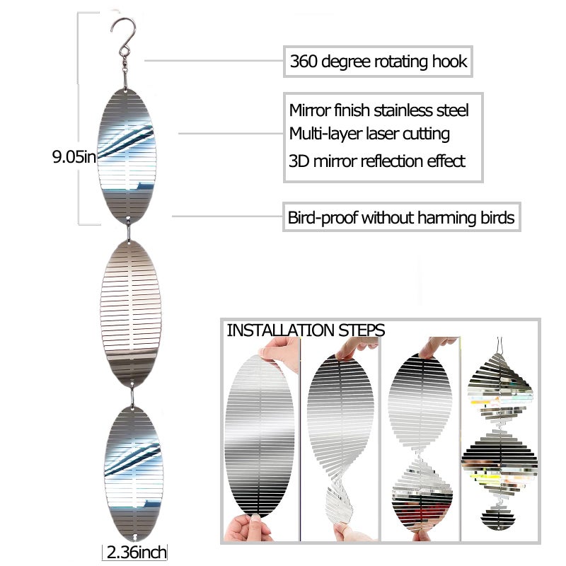 DJUAN Metal Bird Scare Discs Set-Highly Reflective Double-Sided Bird Reflectors,Extra Sparkly Wind Spinners Outdoor Garden Decor, Bird Devices Deterrent to Scare Birds Away from Yard Patio Farm - Image 5