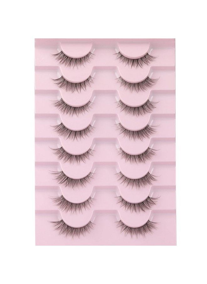 Yawamica Fake Eyelashes Natural Short Cat Eye Lashes Clear Band Fluffy Wispy False Eyelashes 8 Pairs By Yawamica  - Image 2