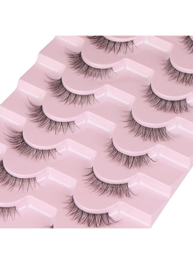Yawamica Fake Eyelashes Natural Short Cat Eye Lashes Clear Band Fluffy Wispy False Eyelashes 8 Pairs By Yawamica  - Image 4