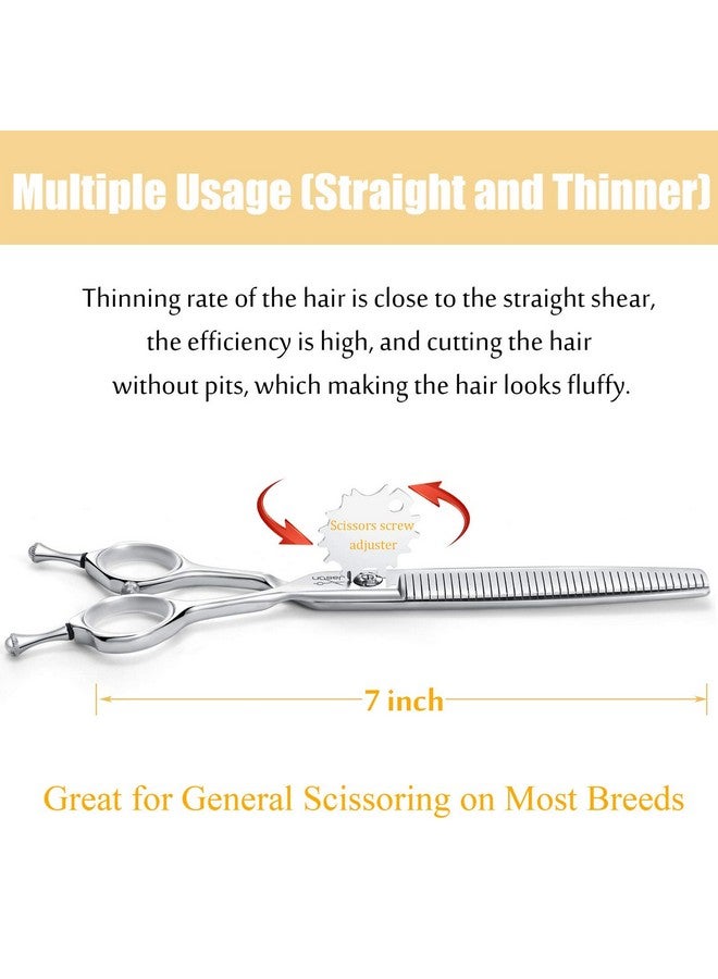 جيسون مقص جيسون للعناية بالكلاب، مقاس 7 بوصات، يجمع بين ميزات القص والترقيق والدمج والتشكيل، مقص تشذيب عكسي للحيوانات الأليفة، JP 440C (40 سنًا، فضي) - Image 3