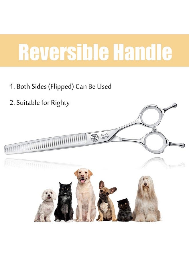 جيسون مقص جيسون للعناية بالكلاب، مقاس 7 بوصات، يجمع بين ميزات القص والترقيق والدمج والتشكيل، مقص تشذيب عكسي للحيوانات الأليفة، JP 440C (40 سنًا، فضي) - Image 2