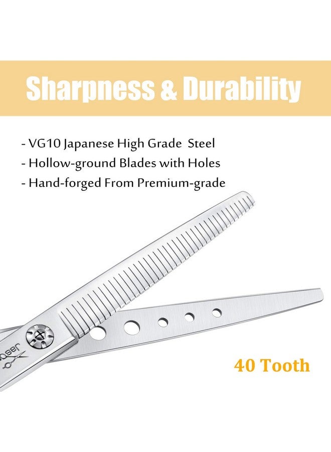 جيسون مقص جيسون للعناية بالكلاب، مقاس 7 بوصات، يجمع بين ميزات القص والترقيق والدمج والتشكيل، مقص تشذيب عكسي للحيوانات الأليفة، JP 440C (40 سنًا، فضي) - Image 4
