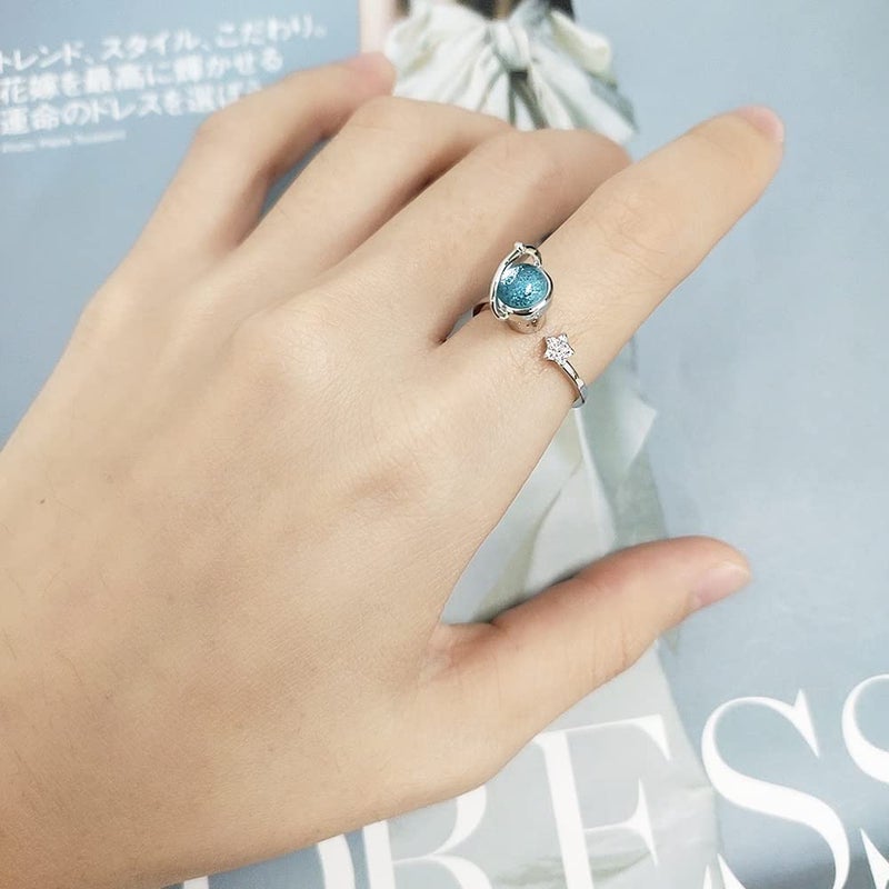 OIDIMS Rotatable Planet Ring for Daughter Anxiety Relief Spinner Fidget Rings Stress Fashion Star Moon Rings Unique Encouragement Gifts for Women Teen Girls Cubic Zirconia Promise Band Dainty Stacking - Image 3