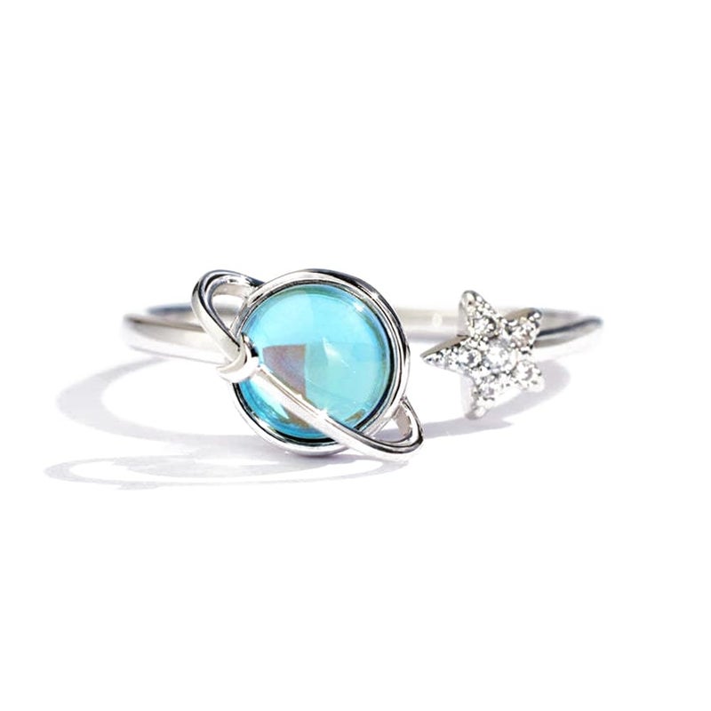 OIDIMS Rotatable Planet Ring for Daughter Anxiety Relief Spinner Fidget Rings Stress Fashion Star Moon Rings Unique Encouragement Gifts for Women Teen Girls Cubic Zirconia Promise Band Dainty Stacking - Image 1