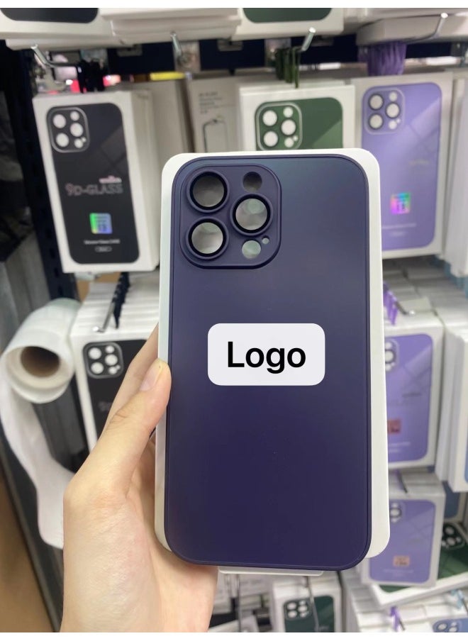Generic Model For Iphone 14 Frosted Glass Phone Case One-piece Lens Film For Iphone 13promax 15 Digital Computer Protective Cover-Color:Dark Purple-Applicable Model:For Iphone14promax  - Image 1