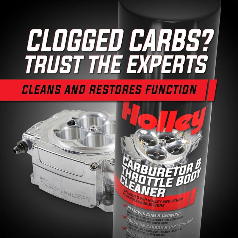 HOLLEY Carburetor and Throttle Body Cleaner Spray, 18 oz Can - Removes Dirt, Gum, and Carbon Buildup Deposits, Degreaser - Including Carb Linkages, Plates, and Valves - Image 1