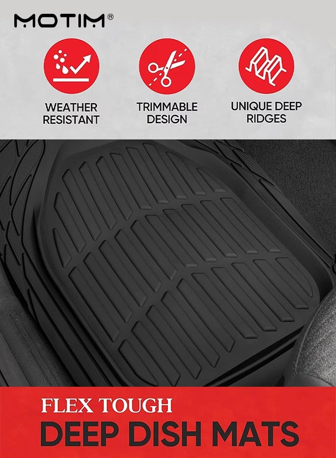 Motim 3-Piece Heavy Duty Deep Dish Rubber Floor Mats Set for Car Suv Truck and Van, All Weather Protection Car Mats For Car Flooring, Premium Trim to Fit Car Floor Mats - Image 3
