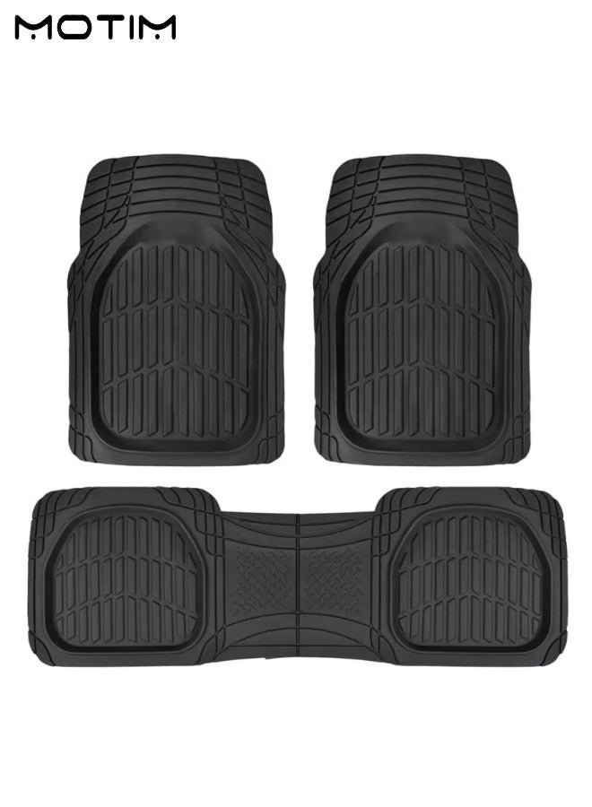 Motim 3-Piece Heavy Duty Deep Dish Rubber Floor Mats Set for Car Suv Truck and Van, All Weather Protection Car Mats For Car Flooring, Premium Trim to Fit Car Floor Mats - Image 1
