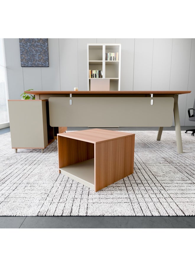 NEO FRONT FURNITURE Office Coffee Table – Beige & Brown Finish, Compact Wooden Table for Reception or Meeting Areas 600×600×450 mm (XS-Y-C06)  - Image 2
