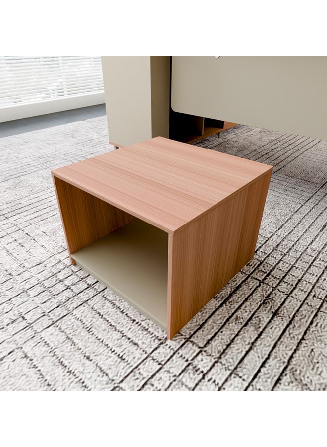 NEO FRONT FURNITURE Office Coffee Table – Beige & Brown Finish, Compact Wooden Table for Reception or Meeting Areas 600×600×450 mm (XS-Y-C06)  - Image 3