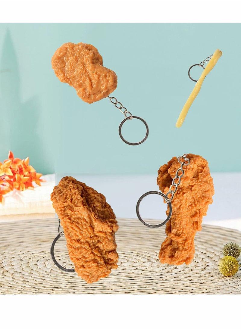 Generic - Artificial Food Keychain, Fried Chicken Fake Food Keychain Funny Gifts Backpack Car Accessories Car Charm Key Ring Toy Prank Stuff School Bag Accessory - Image 1