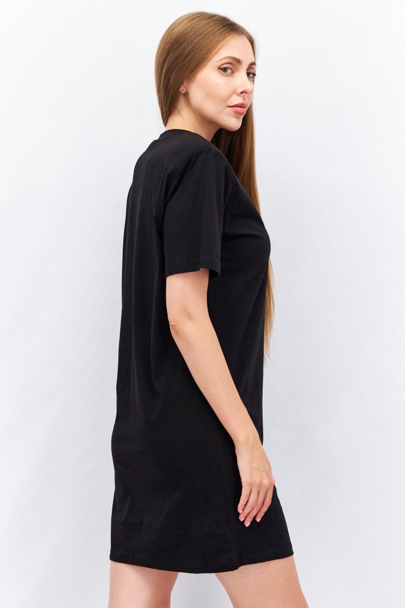 Weekday فستان ميني كاجوال نسائي سادة، أسود - Image 4