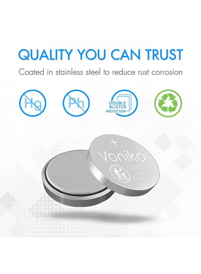 Voniko 3 Volt CR2032 Battery 6 Pack – Lithium Batteries – 2032 Button Battery Flat – 7 Years Shelf Life - Image 5