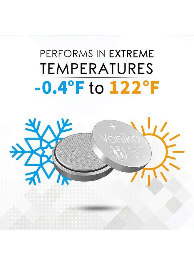 Voniko 3 Volt CR2032 Battery 6 Pack – Lithium Batteries – 2032 Button Battery Flat – 7 Years Shelf Life - Image 2