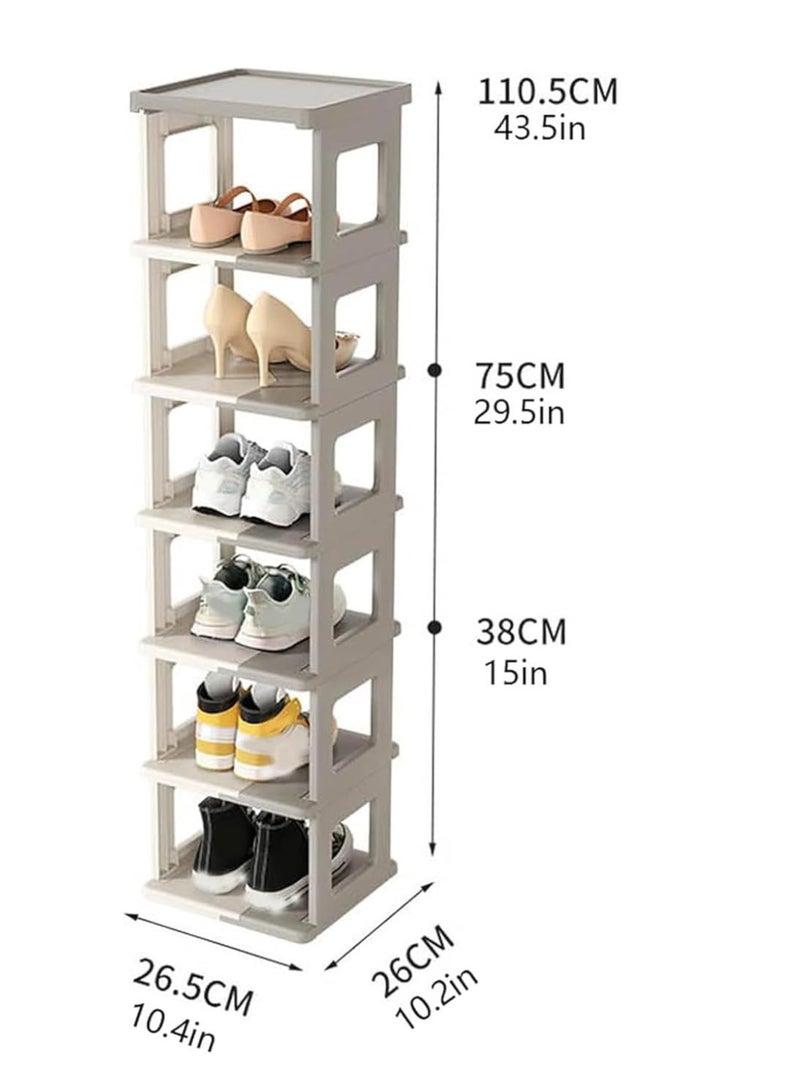 Blueland Foldable Shoe Rack, 7 Tier Plastic Shoes Cabinet, Free Standing Entryway Stackable Tower Shelf, Multi-Function Organizer, Boots Storage Shelf Modern House Furniture Home Office Stands - Image 2