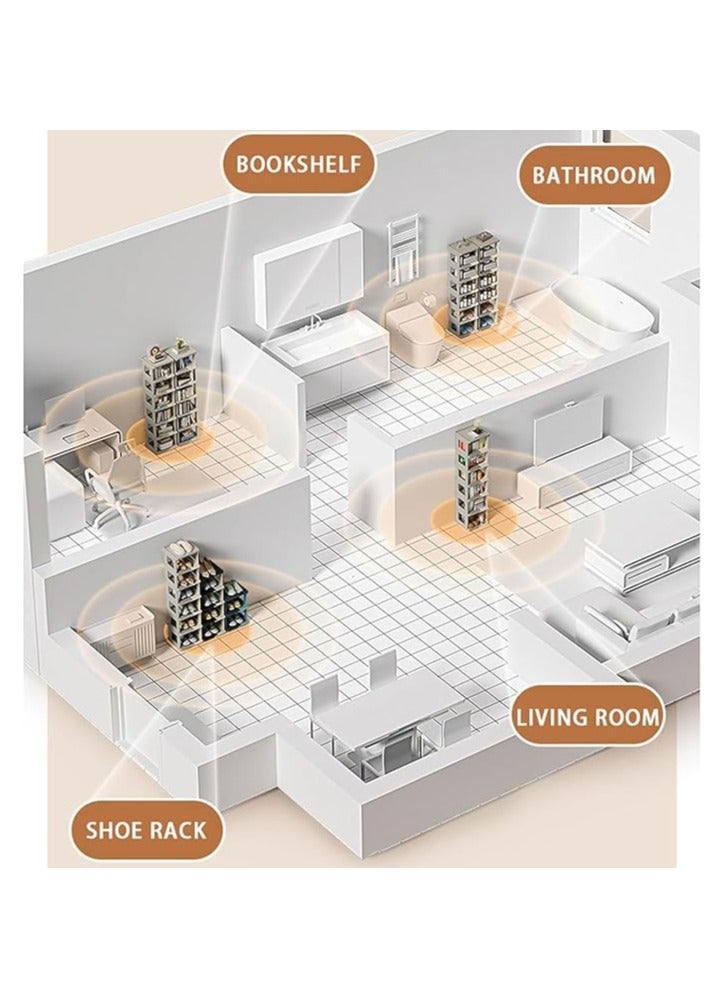 Blueland Foldable Shoe Rack, 7 Tier Plastic Shoes Cabinet, Free Standing Entryway Stackable Tower Shelf, Multi-Function Organizer, Boots Storage Shelf Modern House Furniture Home Office Stands - Image 3