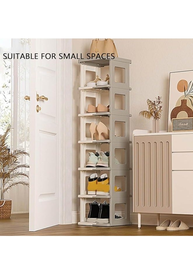 Blueland Foldable Shoe Rack, 7 Tier Plastic Shoes Cabinet, Free Standing Entryway Stackable Tower Shelf, Multi-Function Organizer, Boots Storage Shelf Modern House Furniture Home Office Stands - Image 4