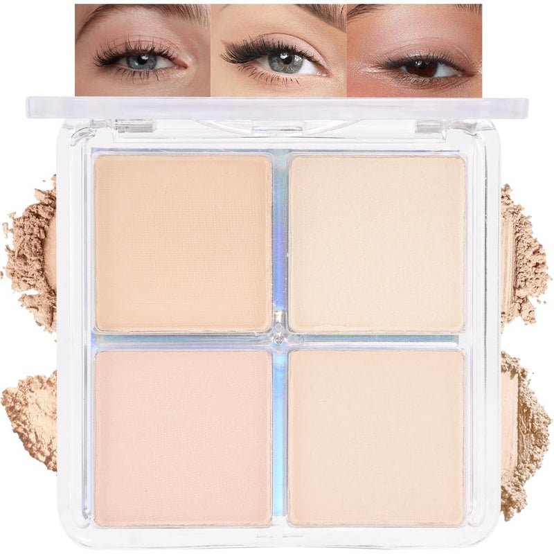 HHLTOH 4 Colors Nude Eyeshadow Palette, Light Beige Pink Ivory White Quad, Matte & Shimmer, Highly Pigmented Waterproof, Natural Everyday Makeup for Women, de sombras de ojos, Vegan & Cruelty-Free - Image 1