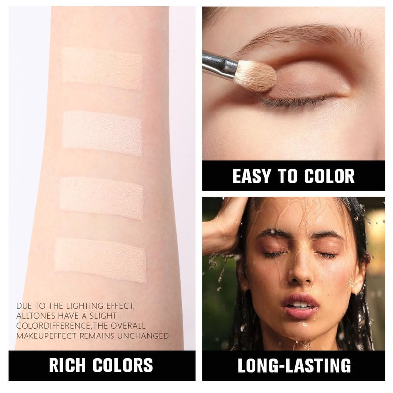 HHLTOH 4 Colors Nude Eyeshadow Palette, Light Beige Pink Ivory White Quad, Matte & Shimmer, Highly Pigmented Waterproof, Natural Everyday Makeup for Women, de sombras de ojos, Vegan & Cruelty-Free - Image 4