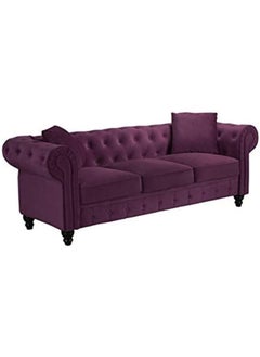 Comfynest Velvet Chesterfield Sofa Set Elegant 4 Seater Living Room Furniture with Button Tufted Upholstery (purple)  - Image 3