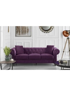 Comfynest Velvet Chesterfield Sofa Set Elegant 4 Seater Living Room Furniture with Button Tufted Upholstery (purple)  - Image 1