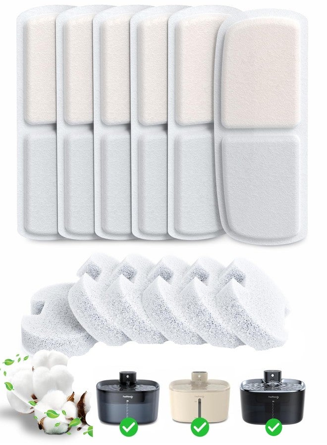 FEELNEEDY 6 Pack Filter for Cat Water Fountain & 6 Pack Sponges Filter Replacement for 135 fl oz/4L Cat Water Fountain FN-W07 - Image 1