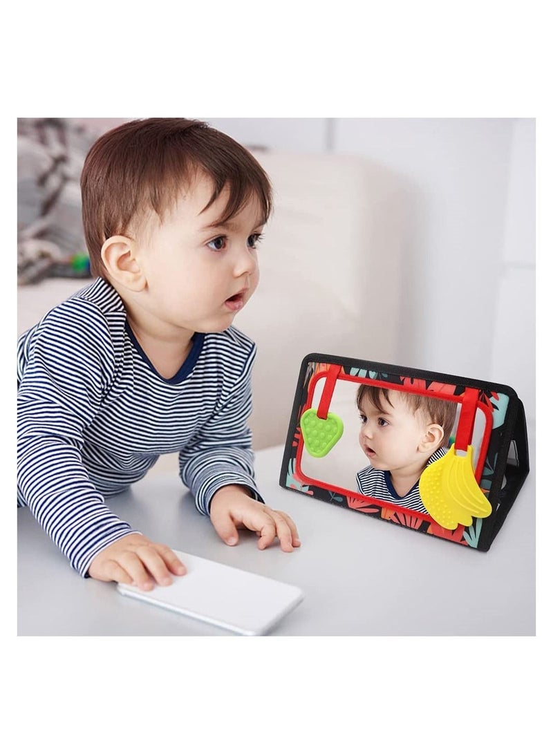 NIBEMINENT Baby Mirror Toys,High Contrast Black, White Color Developmental Sensory Perception Toy for Baby,Toys with Crinkle Cloth Book and Teethers, Crawling Activity Mat Floor - Image 5