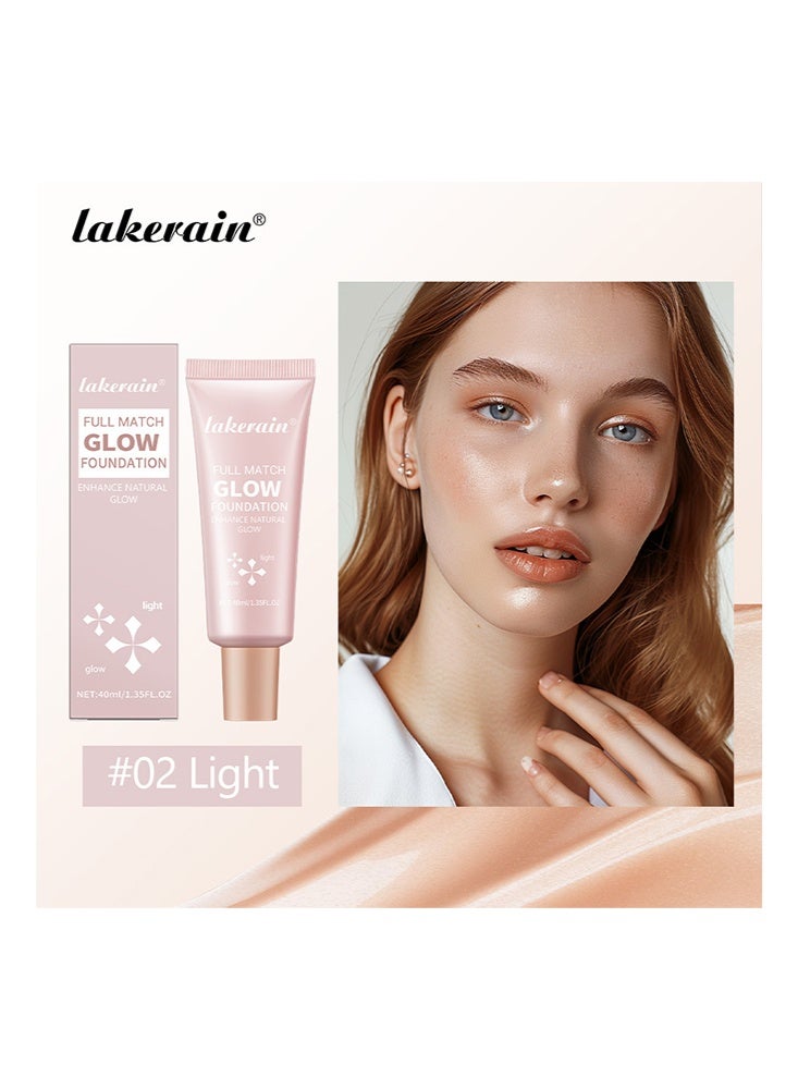 ليكرين كريم أساس Full Match Glow ، كريم أساس Enhance Natural Glow ، هايلايتر طويل الأمد للوجه والجسم مع تغطية شفافة إلى خفيفة قابلة للبناء ومظهر مشع ومشمس # 2 خفيف (40 مل) - Image 2