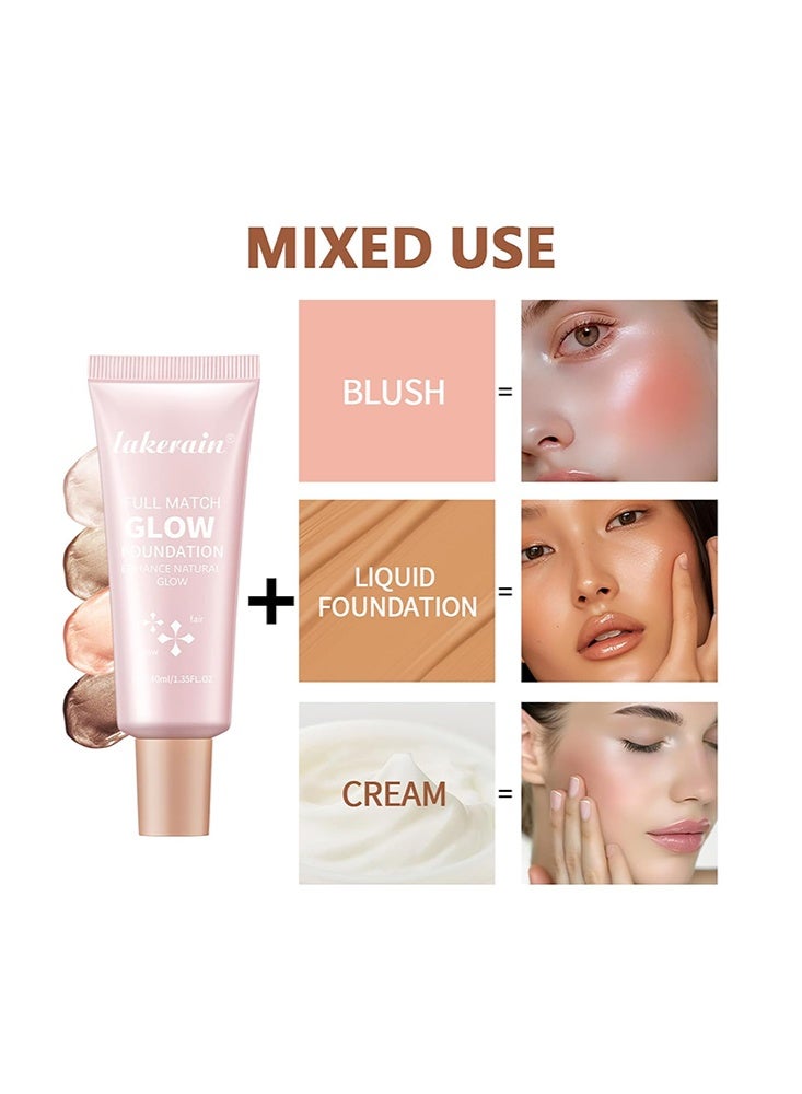 ليكرين كريم أساس Full Match Glow ، كريم أساس Enhance Natural Glow ، هايلايتر طويل الأمد للوجه والجسم مع تغطية شفافة إلى خفيفة قابلة للبناء ومظهر مشع ومشمس # 2 خفيف (40 مل) - Image 4