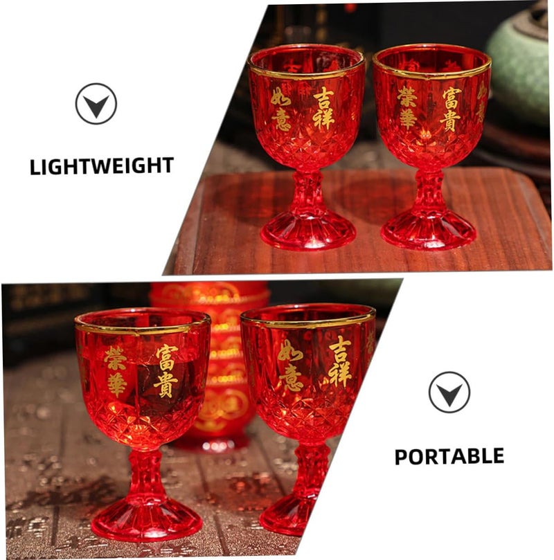 12pcs Red Plastic Wine Cups 40ml Small Banquet Drinking Cups for Wedding Party Reception Traditional Chinese Liquor and Bar Retro Style - Image 3