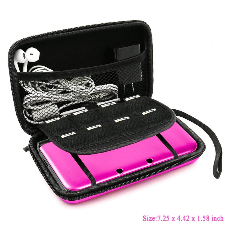 ADVcer 3DS Case, EVA Waterproof Hard Shield Protective Carrying Case with Detachable Hand Wrist Strap Compatible with Nintendo 3DS, 3DS XL, New 3DS, DSi, DSi XL, DS, DS Lite (Fuchsia) - Image 2