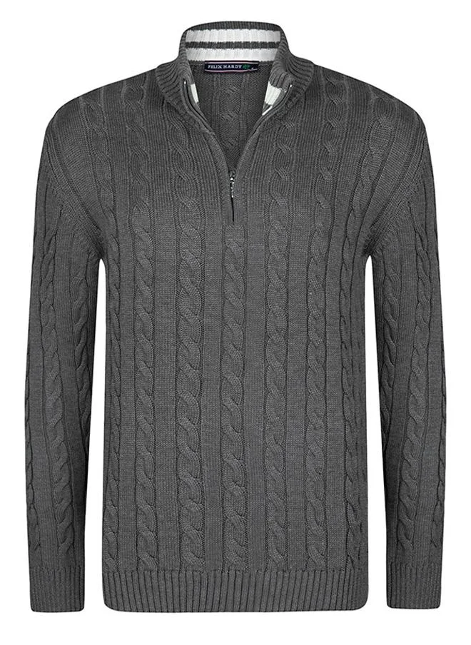 FELIX HARDY Cable knit half zip jumper