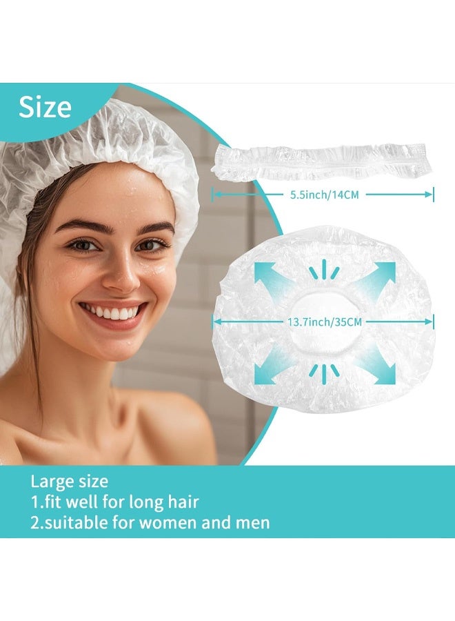 100Pcs Disposable Shower Caps, Plastic Shower Cap for Women,Elastic Large Thick Waterproof Bath Cap,Plastic Clear Hair Caps for Bathing,Hair Care,Home Use,Salon,Spa,Hotel,Travel - Image 2