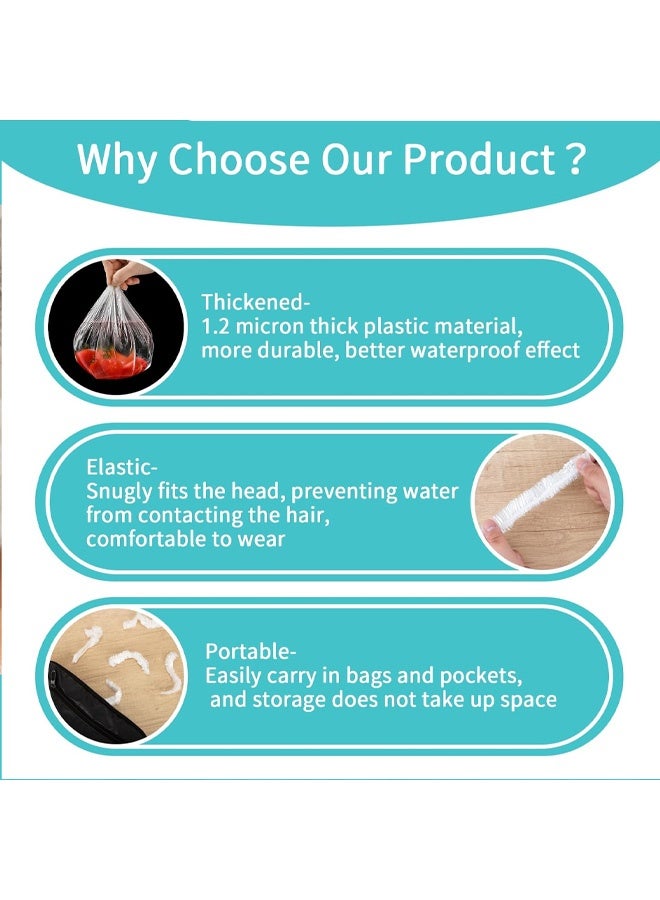 100Pcs Disposable Shower Caps, Plastic Shower Cap for Women,Elastic Large Thick Waterproof Bath Cap,Plastic Clear Hair Caps for Bathing,Hair Care,Home Use,Salon,Spa,Hotel,Travel - Image 3