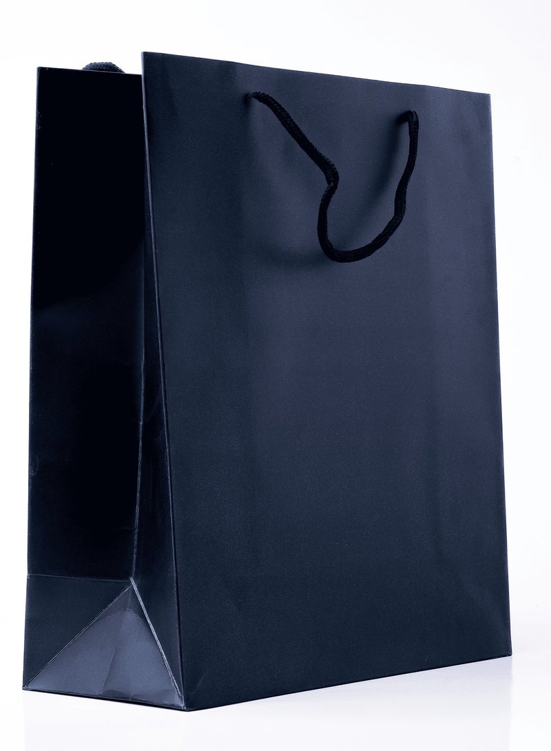 27x12x30cm Rope Handled Black Plain Paper Bags - Versatile Eco-Friendly Shopping and Gift Bags 