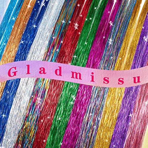 Gladmissu Hair Tinsel kit Fairy Hair Tinsel Kit 47 Inch Hair Extensions Hair Tinsel Kit Strands with Tool 12 Colors 2280 Strands Sparkling Glitter Fairy Hair Tinsel (12 Colors) - Image 5