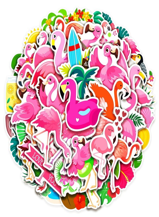 Cleverplay 100 Pack Flamingo Stickers, Summer Luau Tropical Hawaiian Party Favors, Birthday Decorations - Image 1