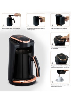 Any Morning Turkish Coffee Maker 250ml, Stainless Steel Double Spout Pot, Auto Shut Off, Boil Dry Protection, 400Watts - LI23201S  - Image 3