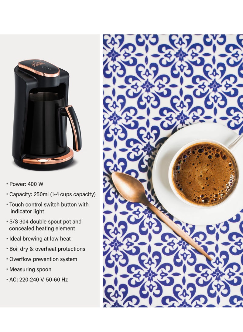 Any Morning Turkish Coffee Maker 250ml, Stainless Steel Double Spout Pot, Auto Shut Off, Boil Dry Protection, 400Watts - LI23201S  - Image 4