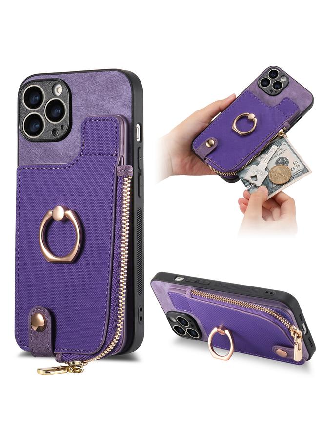 Zaboon Case For iPhone 12 Pro Max Cross Leather Ring Vertical Zipper Wallet Back Phone Case - Image 1