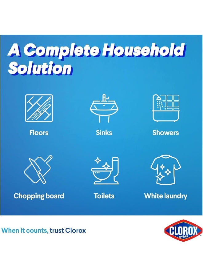Clorox محلول كلوركس للتنظيف، نظافة المكتب، مبيض سائل كلوركس الأصلي، منظف ومعقم منزلي، يقضي على 99.9% من الجراثيم والفيروسات، 1.89 لتر - Image 4