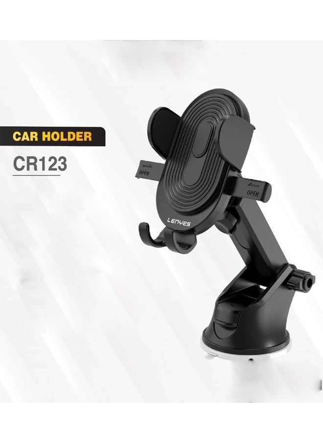 LENYES CR123 - Universal In-Car Phone Holder with 360° Rotation, Adjustable Clamp and Suction Mount - Image 2