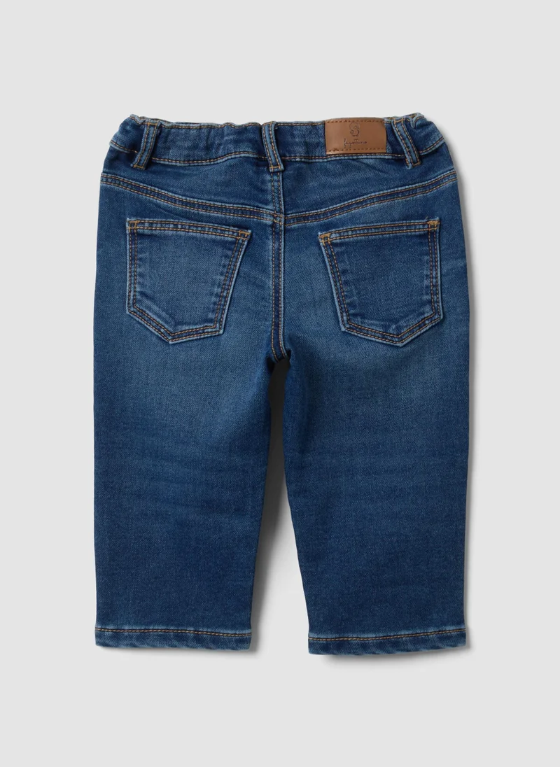 Ovs OVS Dark Blue Stretch-Cotton Denim Jeans, Regular Fit For Baby Boy