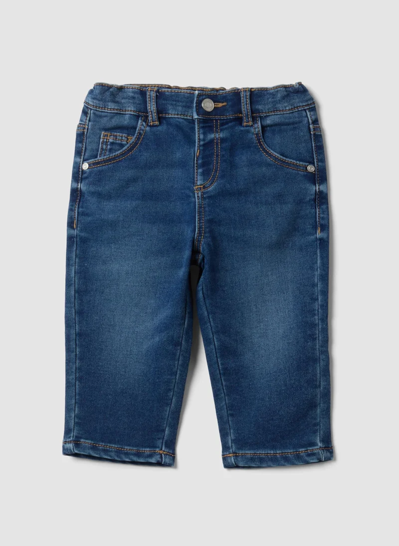 Ovs OVS Dark Blue Stretch-Cotton Denim Jeans, Regular Fit For Baby Boy