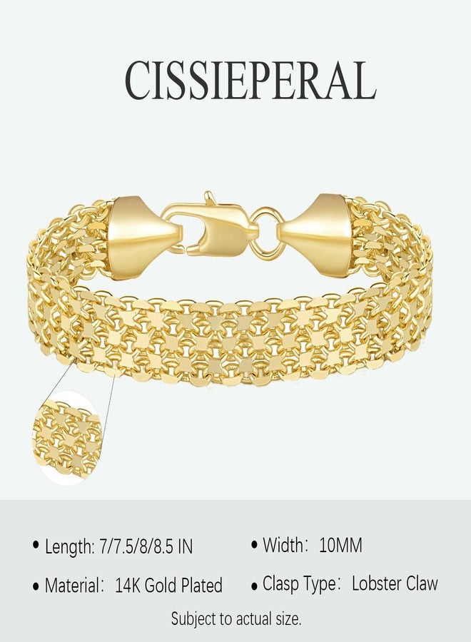 CISSIEPERAL Bracelet 14K Gold Bracelets for Women Gold Bracelets for Women's Widen Chain Bracelet Jewelry Gift for Women 6.5/7/7.5/8/8.5in - Image 4