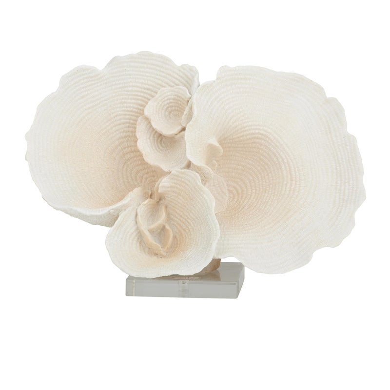 Deco 79 Polystone Coral Decorative Sculpture Home Decor Statue Accent Figurine 13 x 6 x 9 White