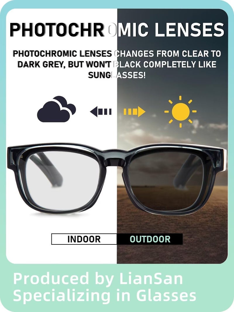 LianSan Photochromic Safety Glasses Over Eyeglasses for Men&Women - Fit Over Glasses with UV400&Scratch Resistant Lenses ANSI Z87(Grey,Light Grey Lens) - Image 3